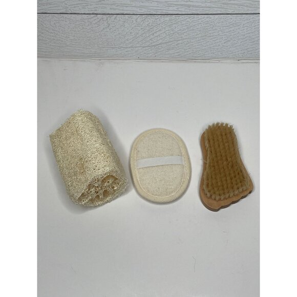 Spa Exfoliation Gift Bag Set Bath Slipper Sponge Luffa Beige Neutral - Picture 6 of 6
